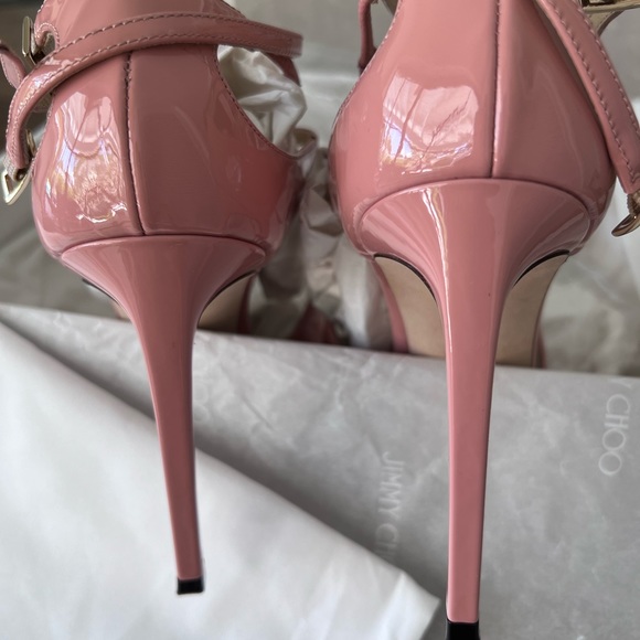 Sunset Peach Jimmy Choo Patent Sandals - Picture 5 of 14